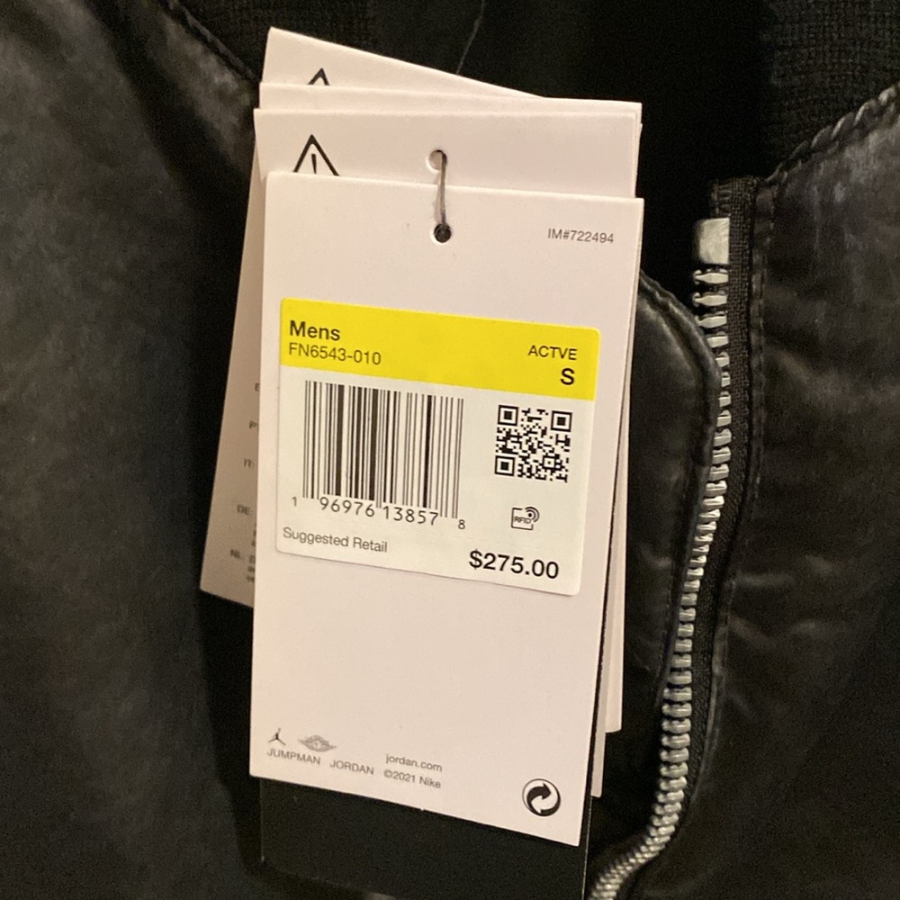 NWT Jordan Washed Renegade Bomber Jacket Black Small - Picture 2 of 5